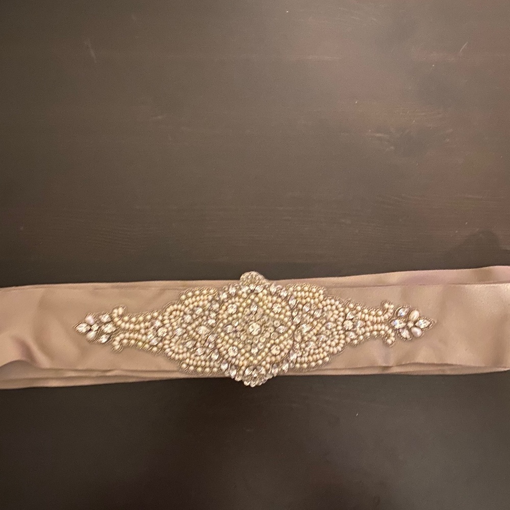 Lazaro Swarovski Crystal and Pearl Sash